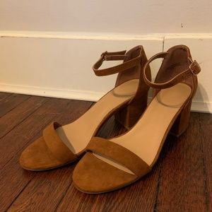 Vegan Suede Block Heel Sandal